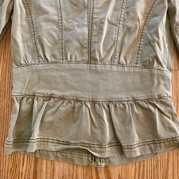 White House Black Market Olive Green Cotton Military Jacket Womens 0 - Picture 7 of 14